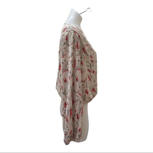 ASTR the Label Surplice Cream and Orange Shirt Long Sleeve Pleated  [262] - Picture 2 of 6